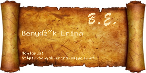 Benyák Erina névjegykártya